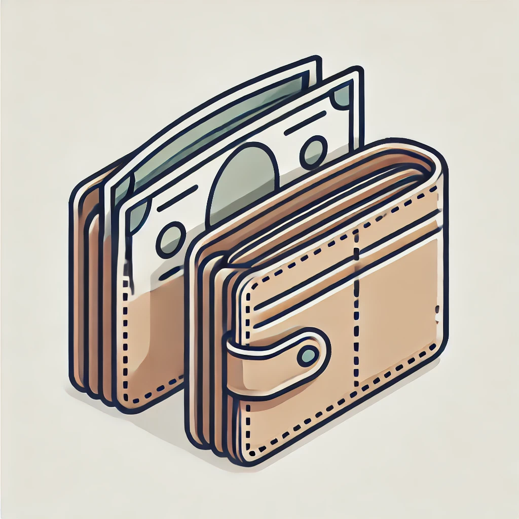 Minimalist illustration of two wallets—one full and one empty—symbolizing smart financial choices and budgeting. Perfect for articles on Money Hacks.