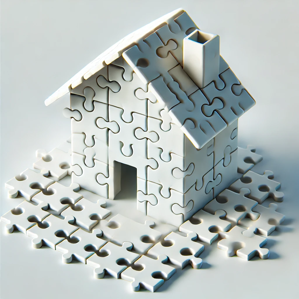 Minimalist illustration of a house being carefully placed on a foundation, symbolizing smart real estate investment strategies.