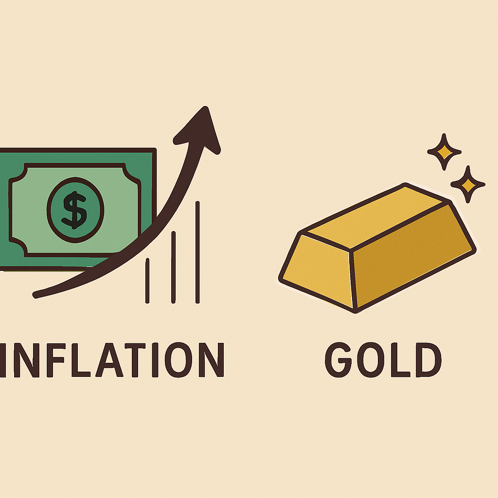 Illustration comparing inflation-affected currency to stable gold value, symbolizing gold’s role as a hedge during economic downturns